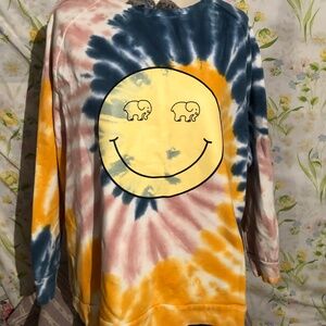 IVORY ELLA WOMENS CREW SWEAT SHIRT LARGE TYE DYE